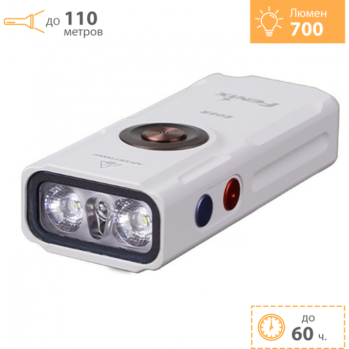 Фонарь-брелок FENIX E06R белый + Подарок E06RWH